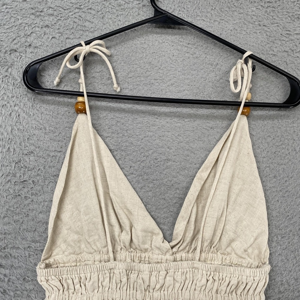 Sim & Sam Crop Tank Top Womens Small Linen Ruffle Boho Beach Babydoll Coastal - Picture 11 of 13